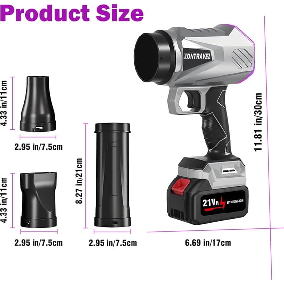 Cordless Leaf Blower - Leaf Blower Kit with 2 Batteries & Charger, 21V 395CFM Handheld Blower with Extended Nozzle, Lightweight for , Lawn, Yard, Deck and Light Snow Cleaning