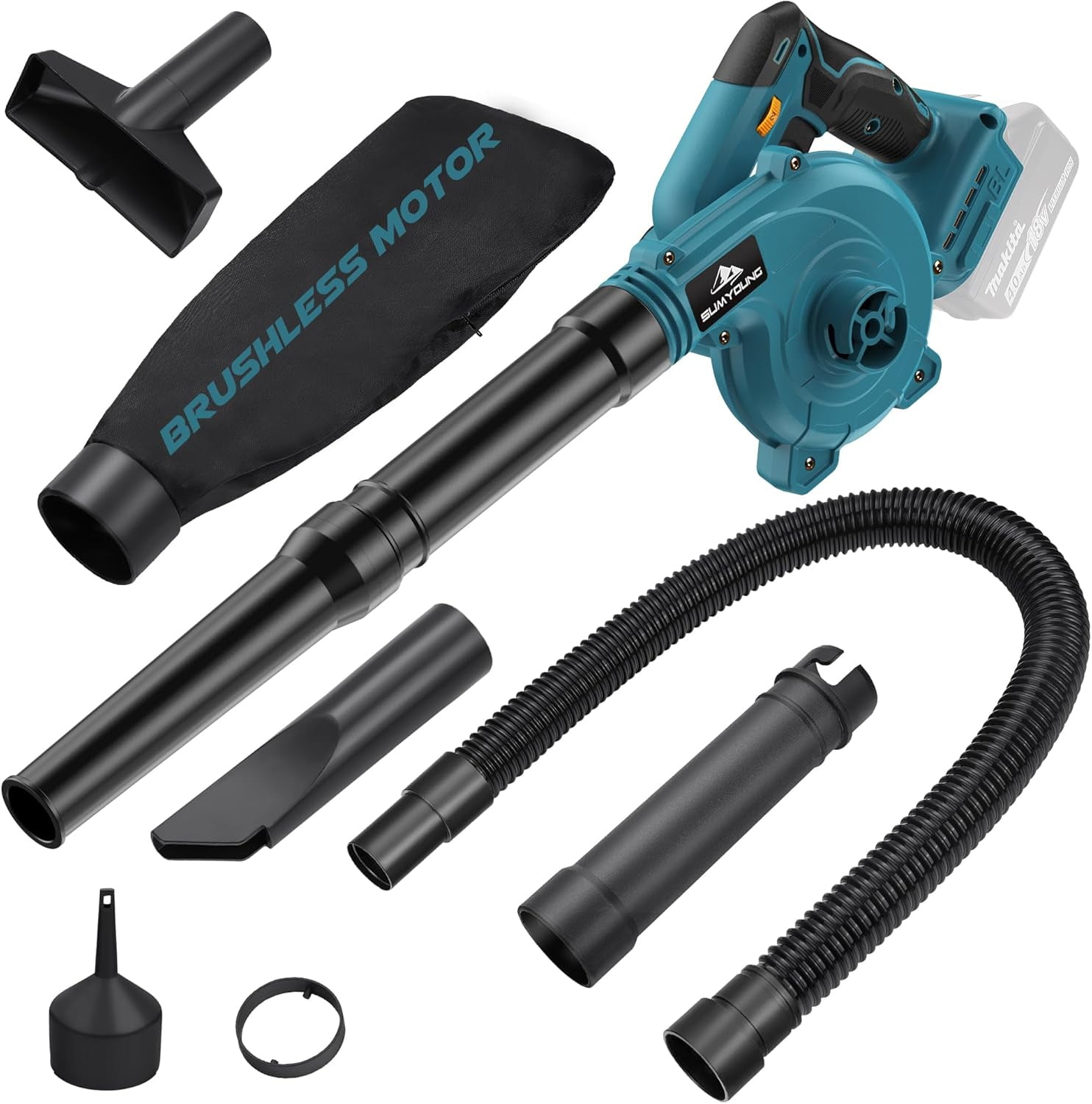 Cordless Leaf Blower for Makita 18V Battery Electric Jobsite Air Blower with Brushless Motor 6 Variable Speed Up to 180MPH 2 in 1 Handle Electric Blower and Vacuum Cleaner Battery Not Included Walmart...