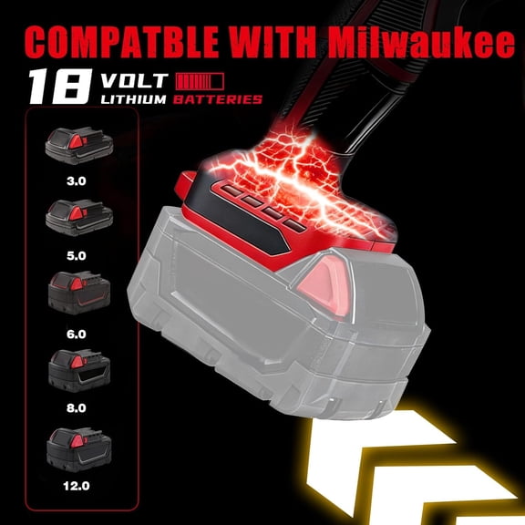 Cordless Leaf Blower for Milwaukee m18 Battery, 720-CFM 180-MPH Handheld Electric Dust Blower with Light, Battery Powered Leaf Blowers for Keyboards Rain Snow Removal (Battery Not Included)