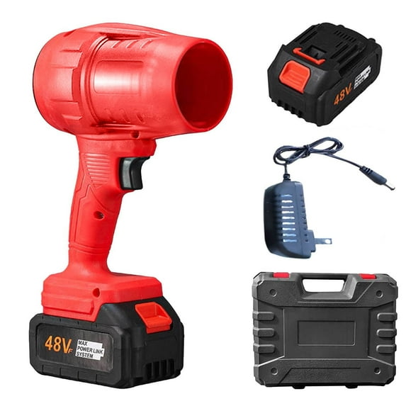Cordless Leaf Blower, Snow Blower, Violent Turbo, Car Dryer Air Blower, for Patio Cleaning, Lawn Care, Blowing Leaves and Dust, Red