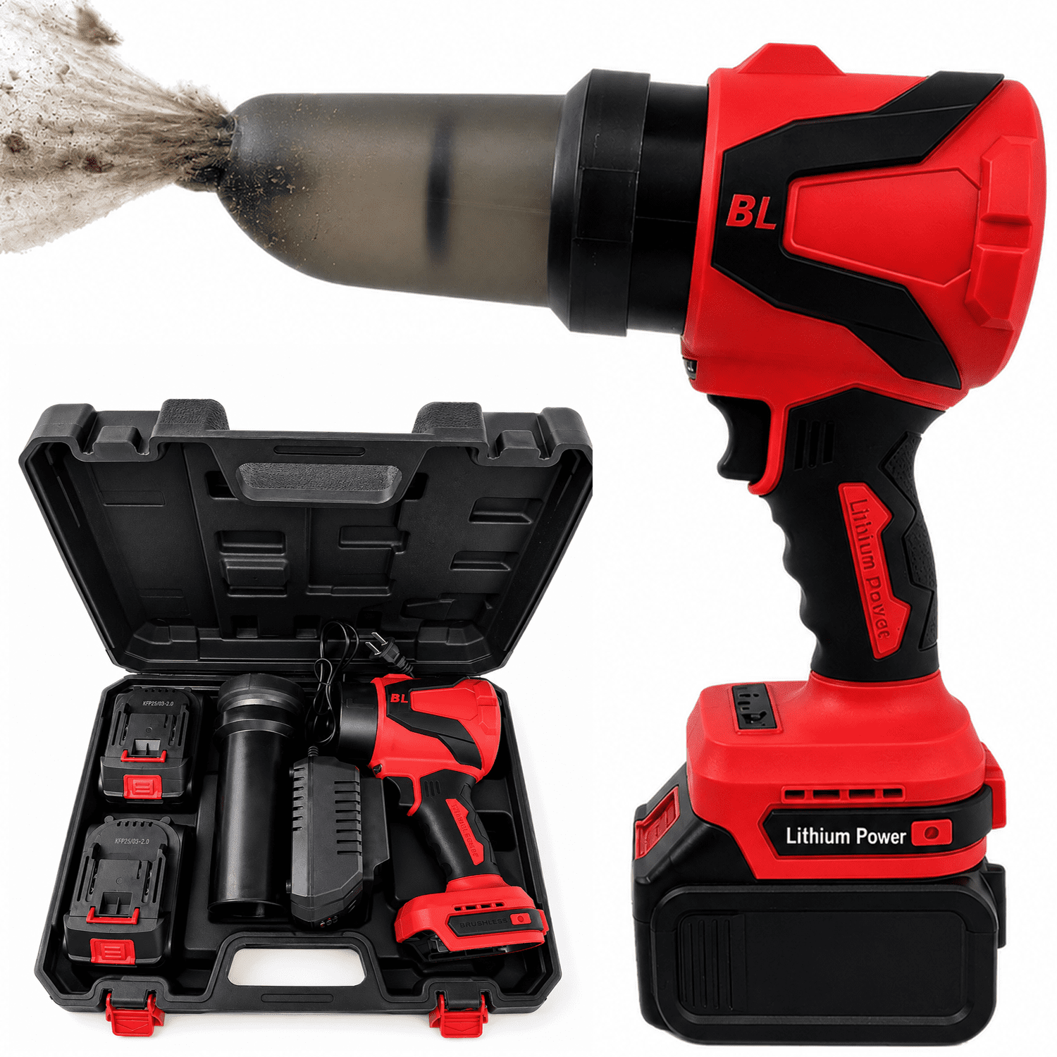 Cordless Leaf Blower Vacuum, 21V Brushless Electric Leaf Blower with 2 Batteries and Charger, Battery Powered Lawn Blower, 2-in-1 Small Handheld Blower Vacuum with Storage Case for Lawn Care,