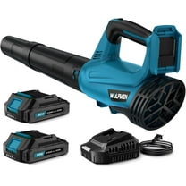 Cordless Leaf Blower with 2 Batteries - 450CFM/150MPH, 6 Speed Settings for Lawn, Patio, Driveway & Dust Cleaning (Blue)