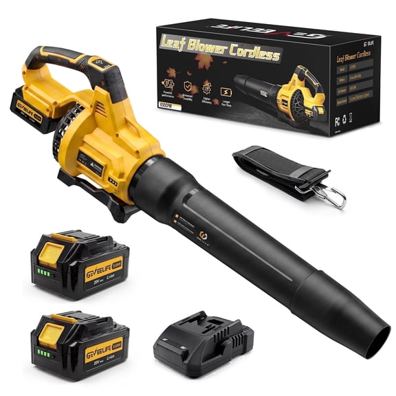 Cordless Leaf Blower with 2 x 5.0Ah Batteries, 650CFM 3-Speed Electric Leaf Blower for Lawn Care, Yard, Snow, and Debris
