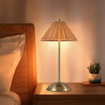 Cordless Led Table Lamp Rechargeable Dimmable Rattan Touch Table Lamp Cordless Led Table Lamp (Brown)