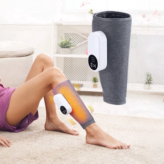 Cordless Leg Massager, Ankle Massager with Heating & Air Compression, Rechargeable Calf and Ankle Massager with 3 Modes 3 Levels, Breathable Leg Wrap Design for Daily Use Home Office Travel, Grey
