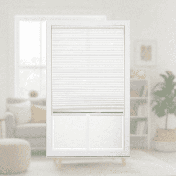 Cordless Light Filtering Cellular Shade for Windows, 1-Inch Honeycomb Design, 22 Inches Wide by 48 Inches High, White Color for Privacy and Energy Efficiency