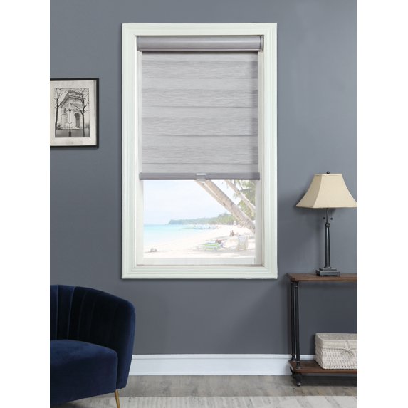 Cordless Light Filtering Layered Shade 28" X 72" Gray Stria
