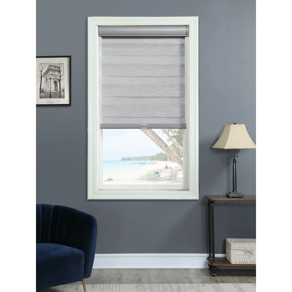 Cordless Light Filtering Layered Shade 28" X 72" Gray Stria