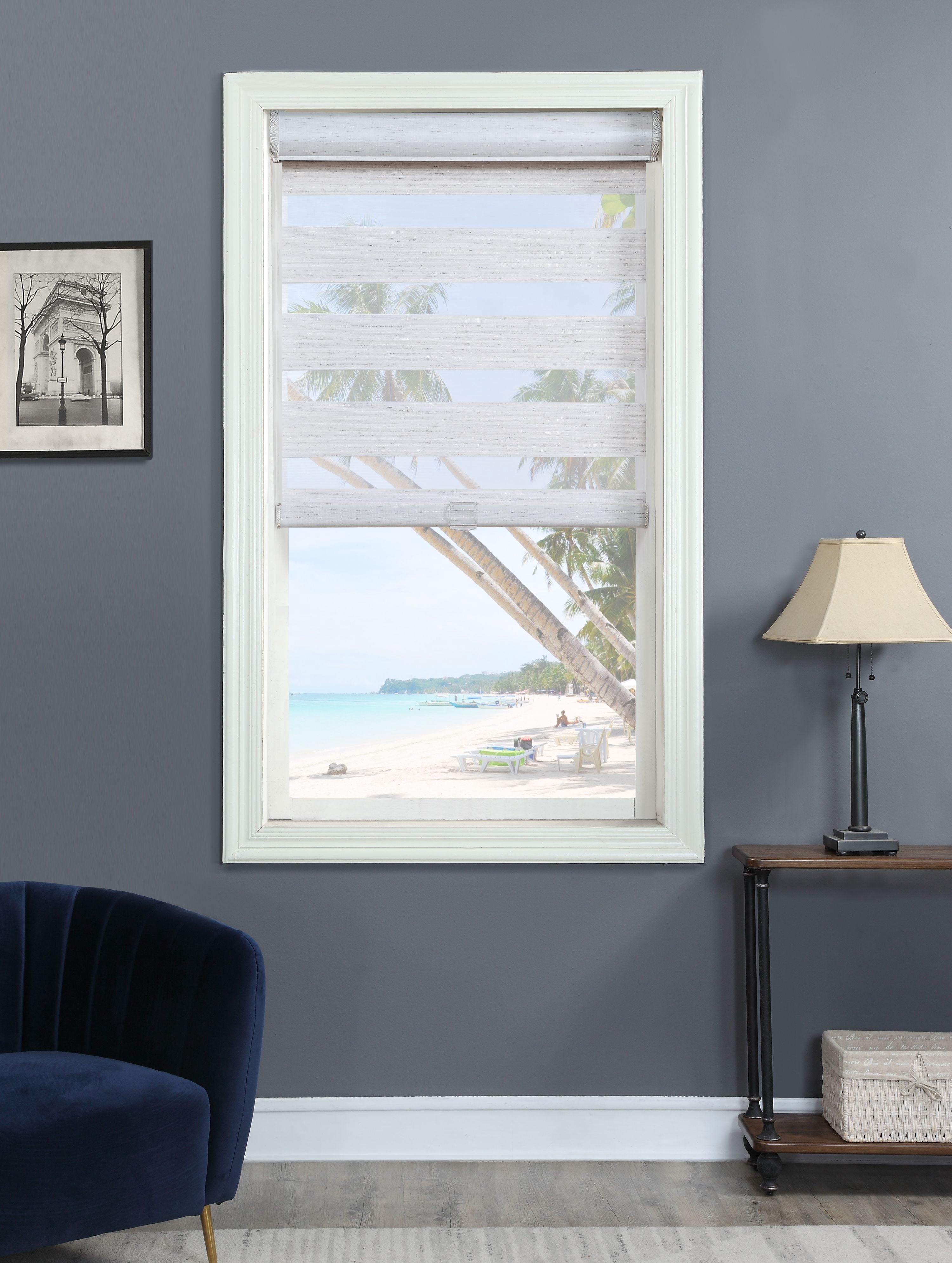 Cordless Light Filtering Layered Shade 35" X 72" Natural