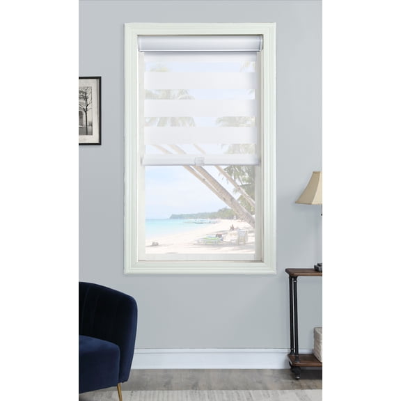 Cordless Light Filtering Layered Shade 63" X 72" White