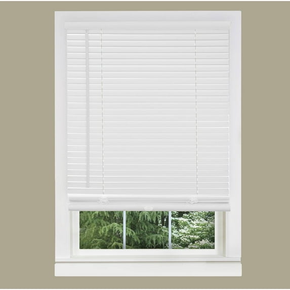 Cordless Light Filtering Mini Blind - 26 Inch Width, 64 Inch Length, 1" Slat Size - Pearl White - Cordless GII Morningstar Horizontal Windows Blinds for Interior