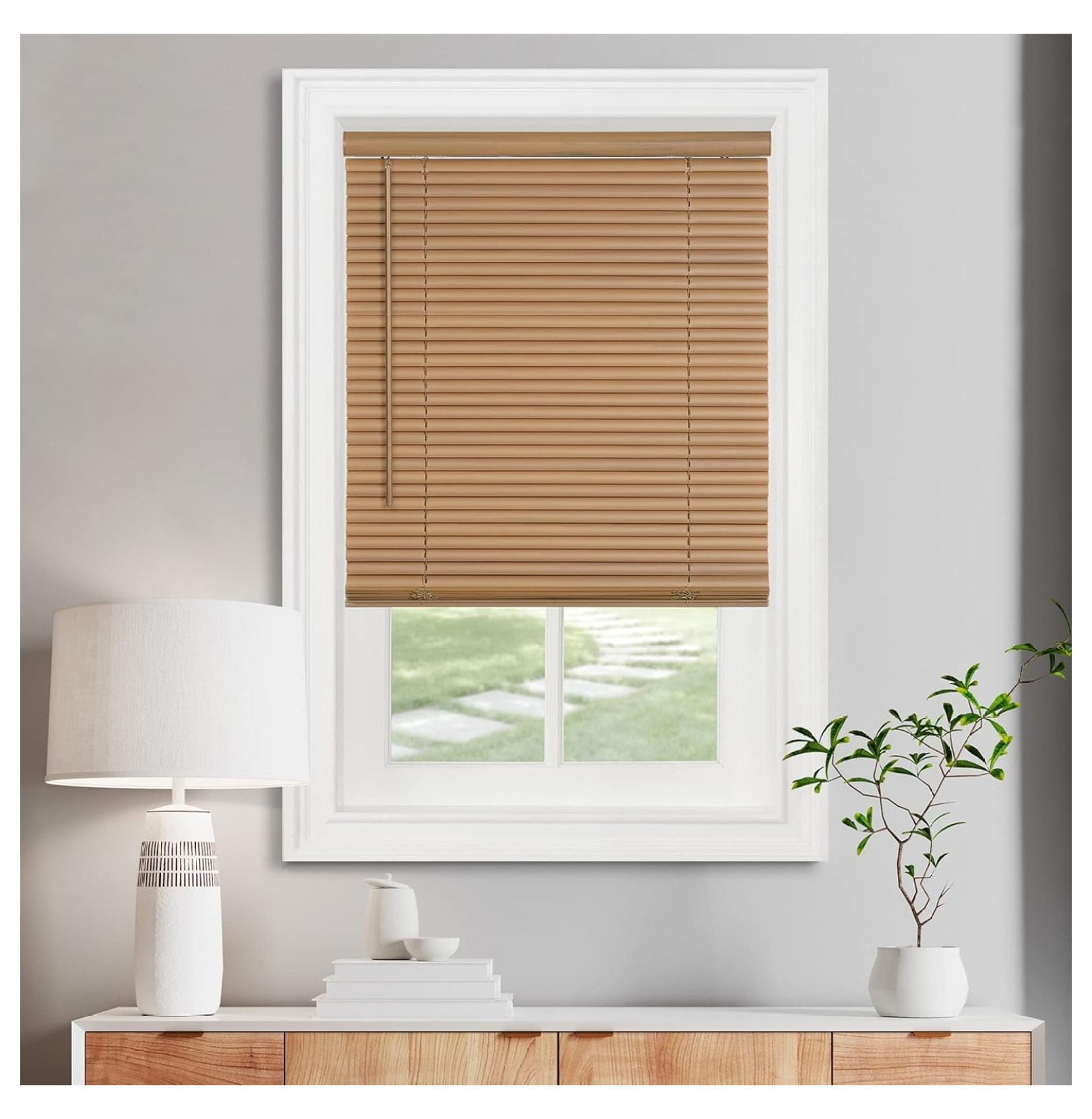 Powersellerusa 1 Slats Cordless Window Blinds, 72L X 46W Inches Solid Pattern Light Filtering Vinyl Indoor-Outside Ceiling Mount Mini Blind, Manual