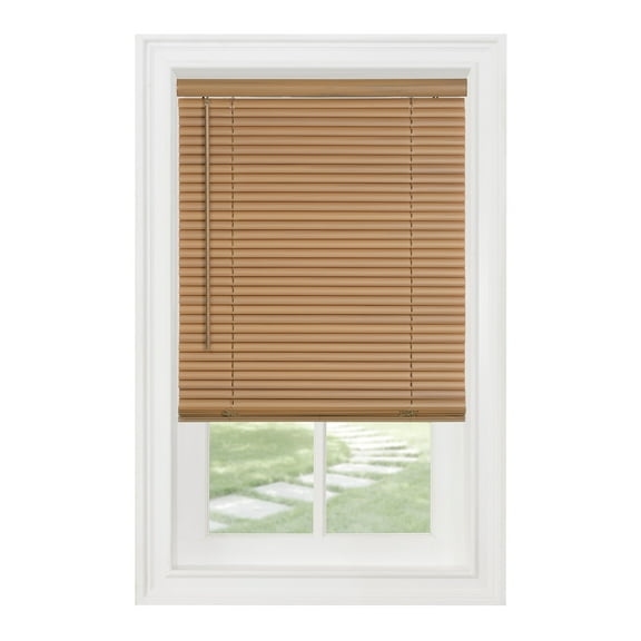 Cordless Light Filtering Mini Blind - 32 Inch Width, 72 Inch Length, 1" Slat Size - Woodtone - Cordless GII Morningstar Horizontal Windows Blinds for Interior by Achim Home Decor
