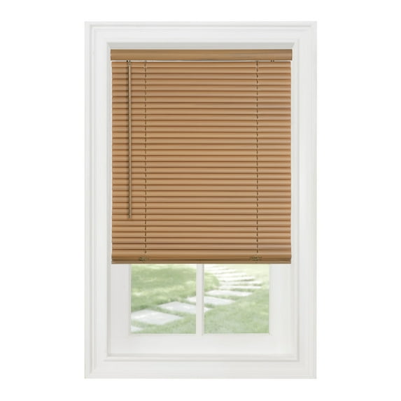 Cordless Light Filtering Mini Blind - 39 Inch Width, 64 Inch Length, 1" Slat Size - Woodtone - Cordless GII Morningstar Horizontal Windows Blinds for Interior by Achim Home Décor