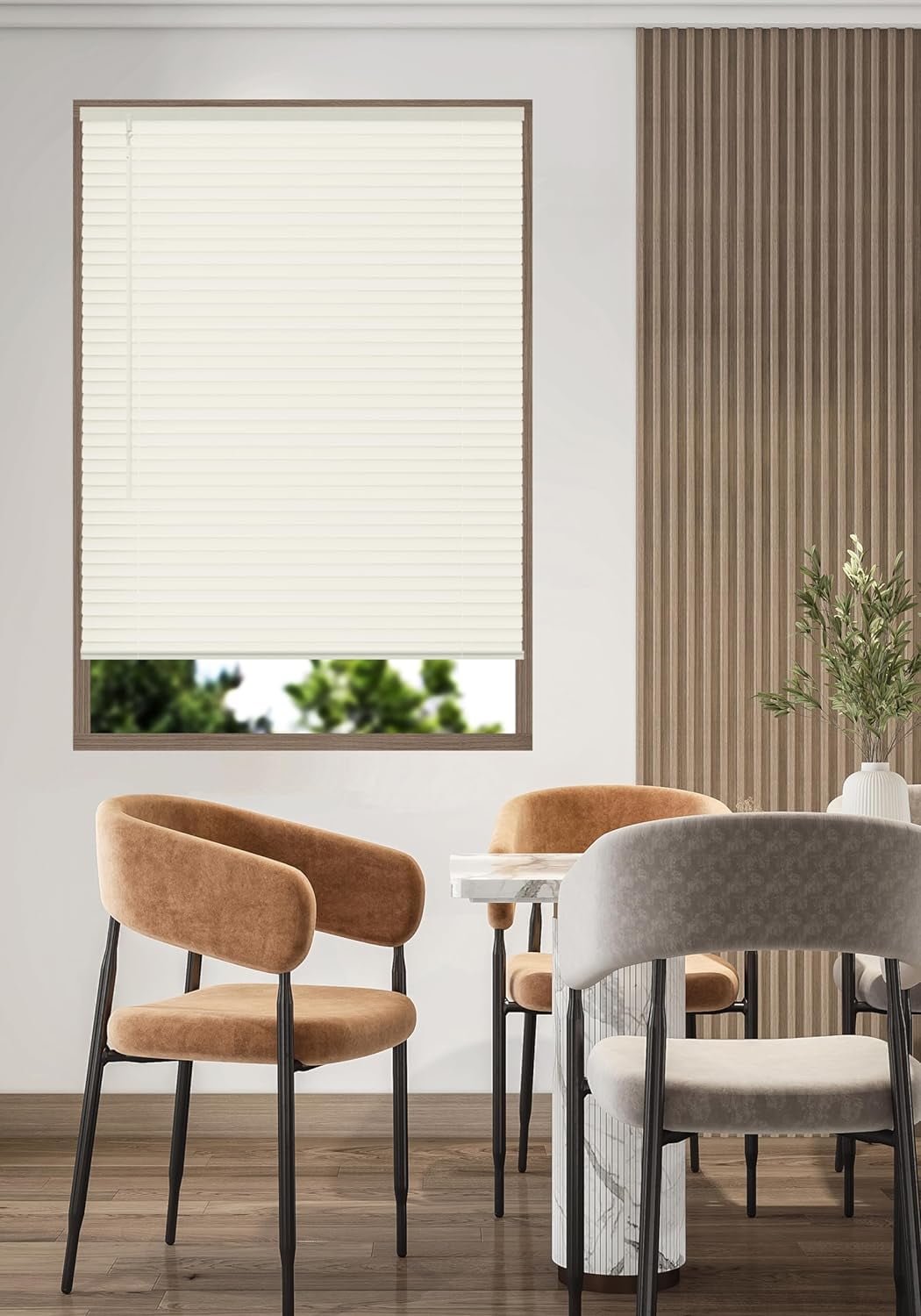 Cordless Light Filtering Mini Blinds for Windows, Horizontal Vinyl