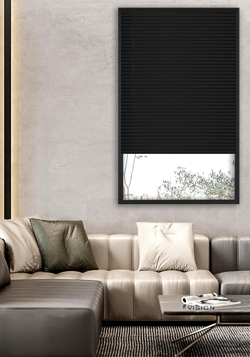 Cordless Light Filtering Mini Blinds for Windows, Horizontal Vinyl