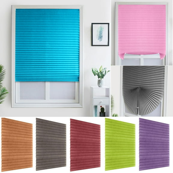Cordless Light Filtering Pleated Non-woven Fabric Shade, Shades Blinds for Kitchen,Bathroom,Balcony, Easy to Cut and Install, with 2 Clips (35.4" x 59.1"- 1 Pack)