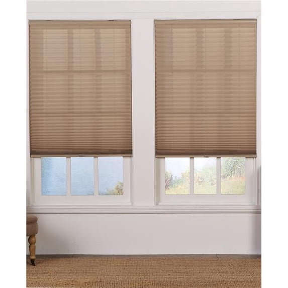 Cordless Light Filtering Pleated Shade, Camel - 31 x 64 in.