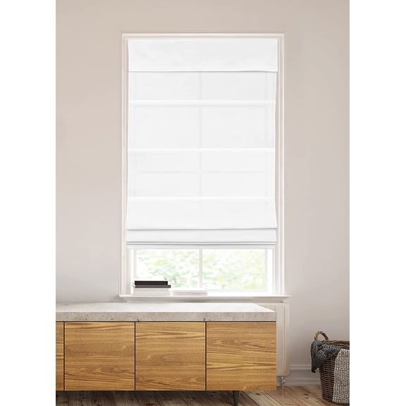 Cordless Light Filtering Roman Shade in White (30"x64")