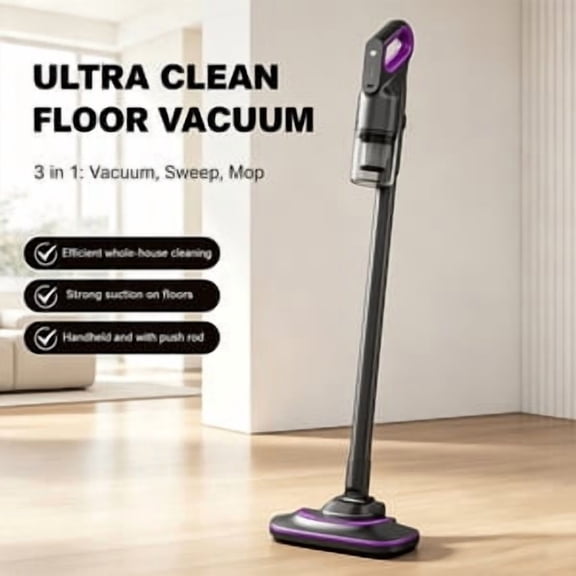 Cordless Lightweight Stick Vacuum Cleaner, 18KPA Rechargeable with Anti-Tangle Brushroll, for Carpet Hard Floor Pet Hair Upright Deep Cleaning