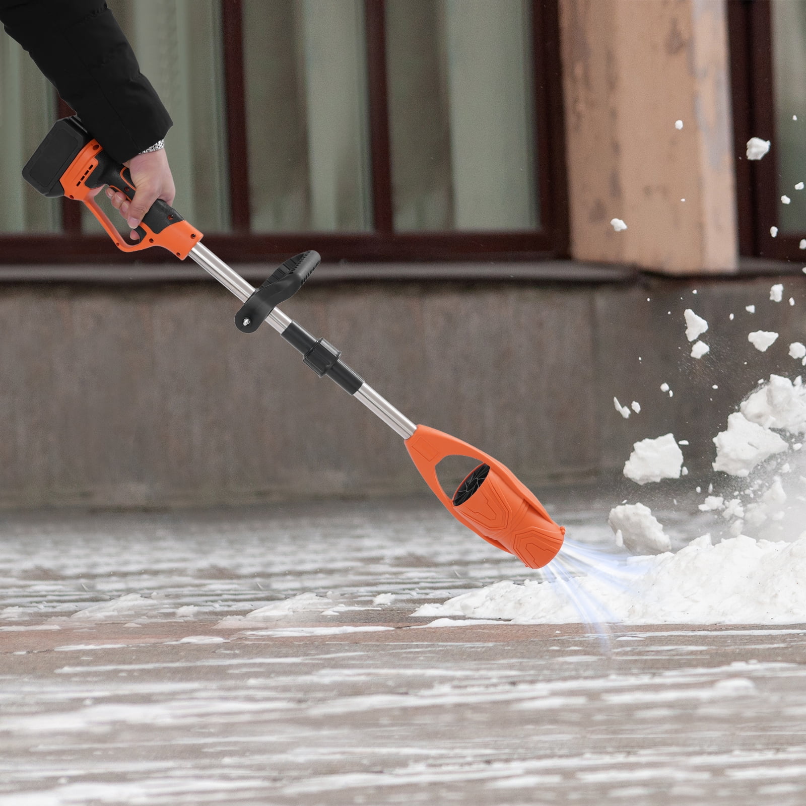 Cordless Lithium Battery Powered Leaf Blower, Electric Leaf Blower for Lawn Care 400W (Orange+Black)