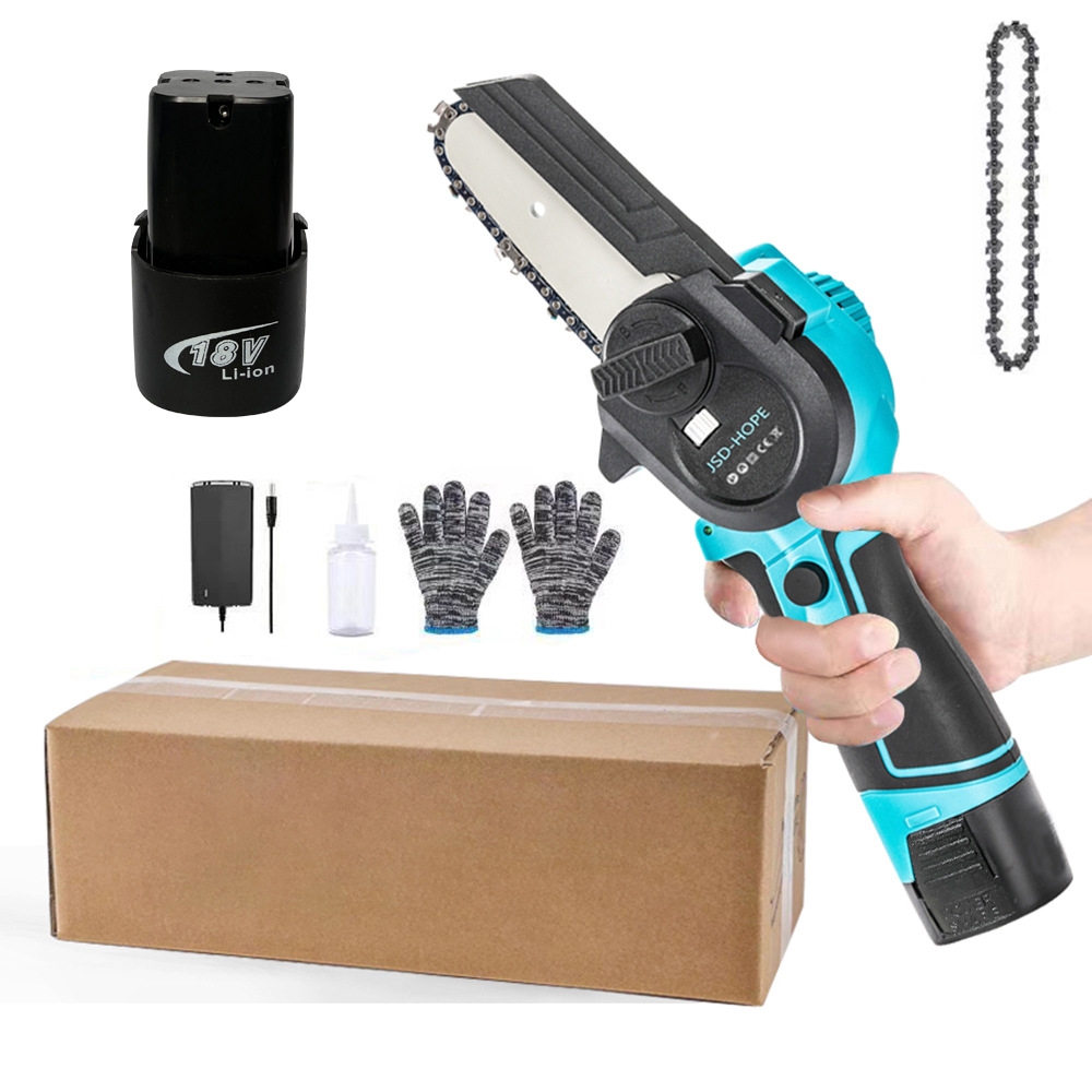 Cordless Lithium-ion Chainsaw, 6-Inch Handheld Electric Chain Saw for Wood Cutting and Tree Pruning