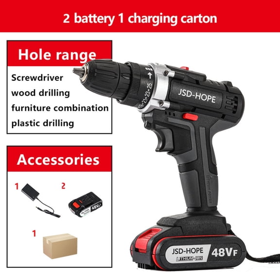 Cordless Lithium-ion Drill/Driver, 2-Speed Electric Drill for Home DIY Use