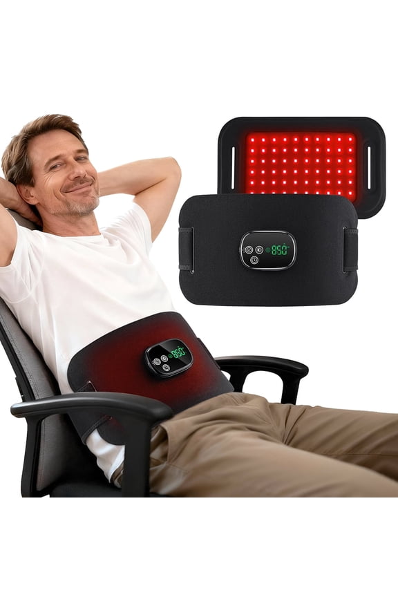 Cordless Lower Back Heating Pad with Led Lights, Waist Belt Wrap, Led Light Waist Heating Pad with 4 Heating & 3 Intensity Modes, 5000mAh Battery for Period Cramps