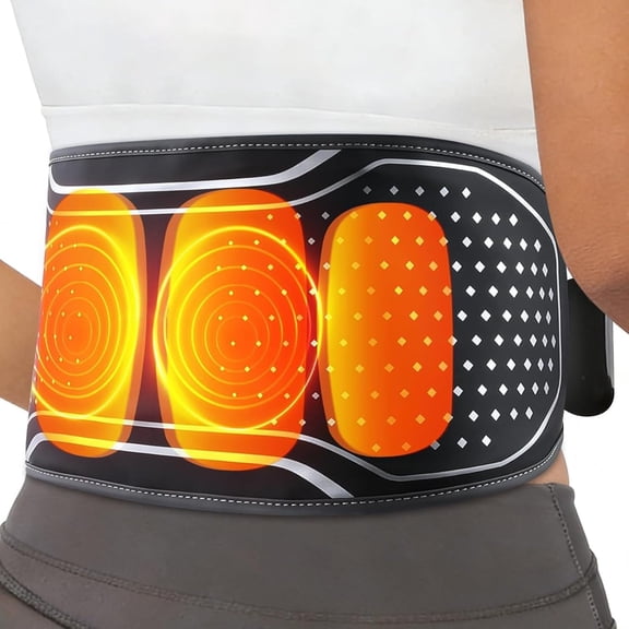 Cordless Lower Back Massager for Back Pain Relief, Auto-Inflatable Airbag Lumbar Support Massager, 3 Heat 5 Vibration, 60" Adjustable Waist, Auto Shut Off, Portable Heated Gifts for Women Men