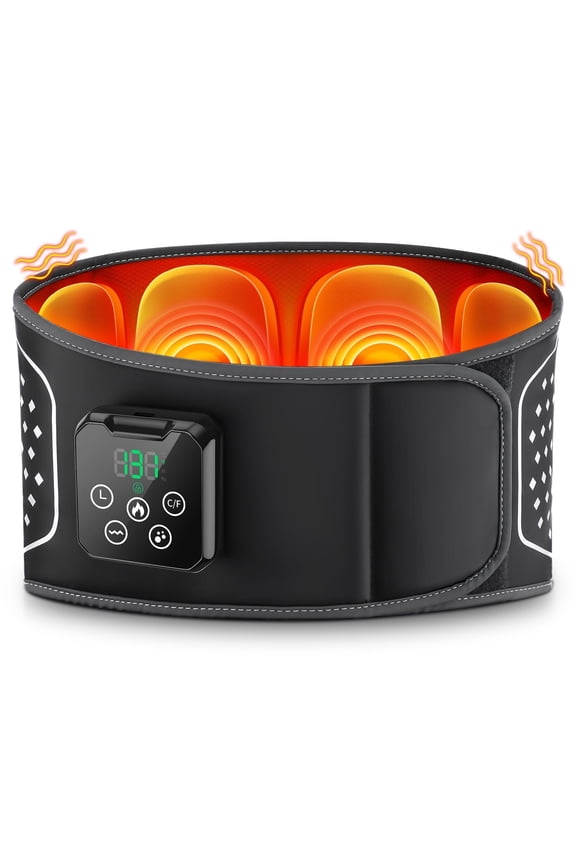 Cordless Lumbar Support Belt, Lower Back Heated Massager with Air Compression, 3 Vibration & Massage, 4 Heating Modes, 7 Timer, Adjustable Size, 4000mAh Battery, Touch Screen for Belt Relaxation