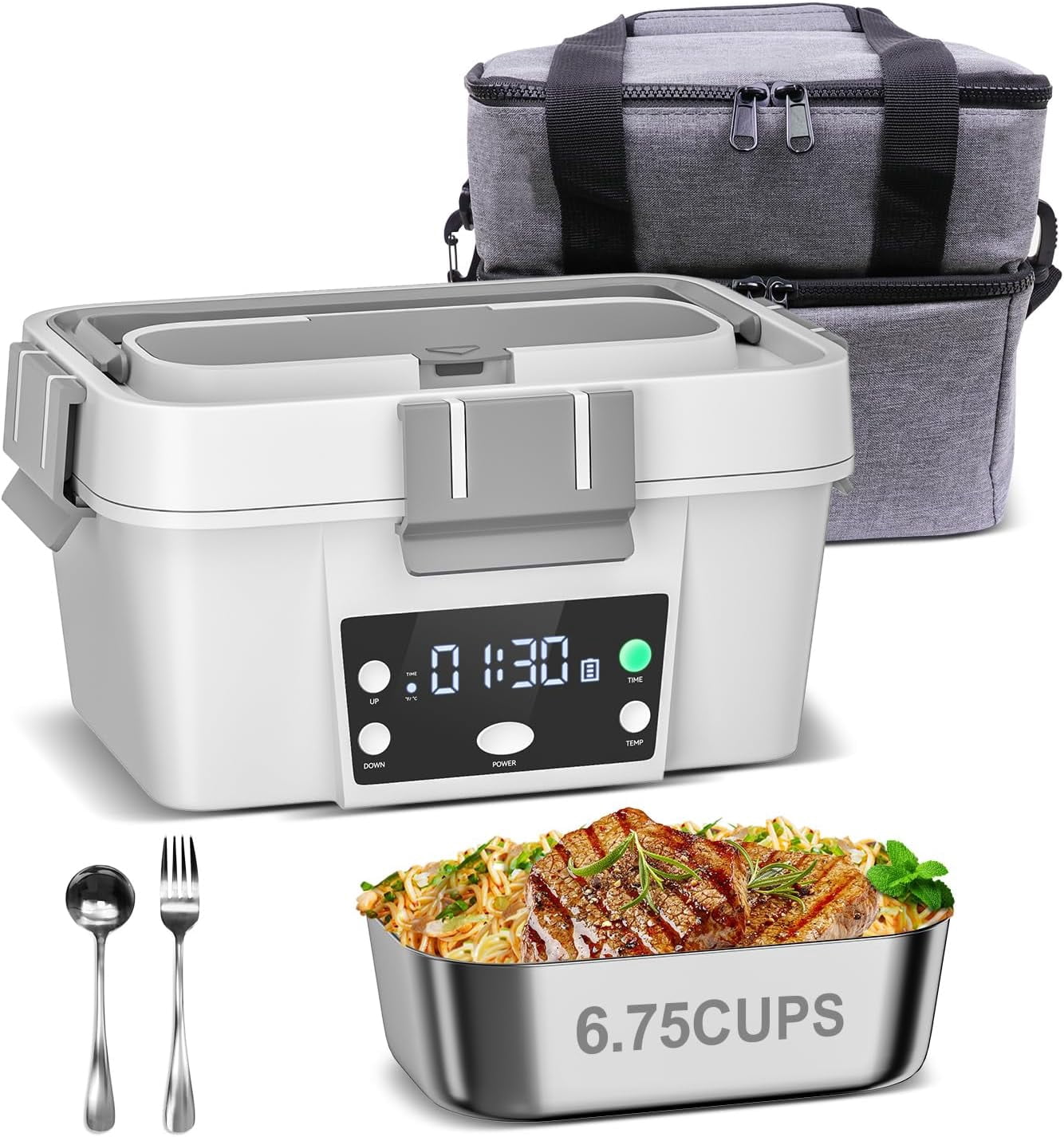 Cordless Lunch Box 16,000mAh - Automatic Heating, 1.6L Portable Warmer ...