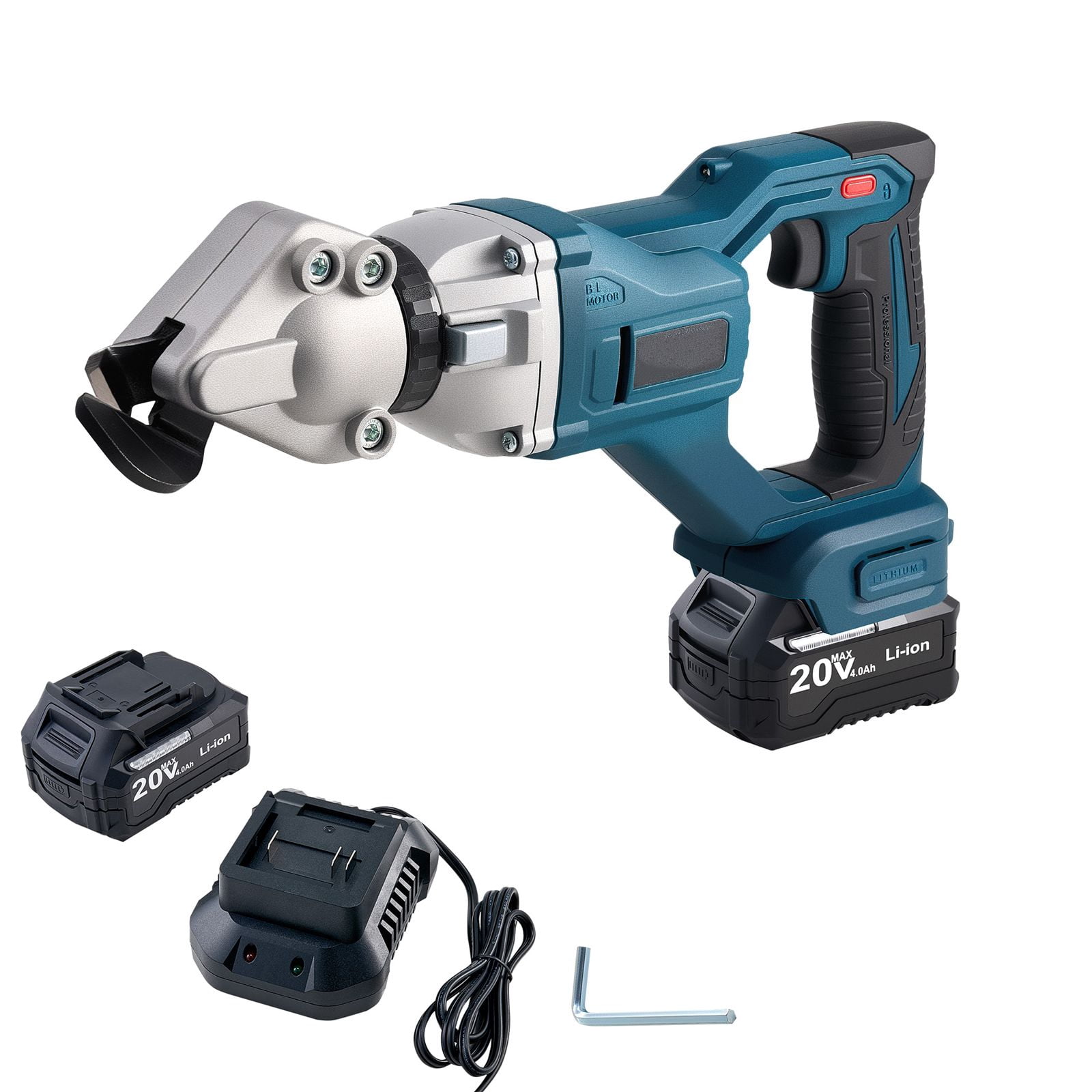 Cordless Metal Shear with 25,000 RPM, 400W Motor, 360° Rotating Head, Variable Speed, 4.0Ah Battery for Sheet Metal Cutting