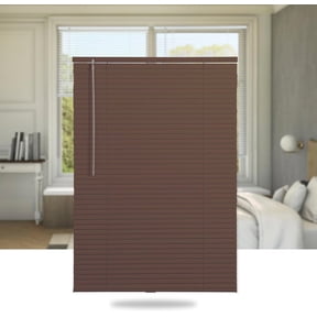 Cordless Mini Aluminum Venetian Blind 1 Inch Slat Room Darkening Anti-UV Waterproof 32 Inch W x 64 Inch H Brown