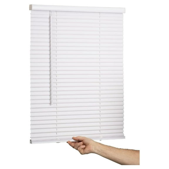 Cordless Mini Blind, 1" Vinyl Slats, 27" Wide x 72" Long - White, Window Blinds for Home and Office, Interior Door Blinds - Light Filtering