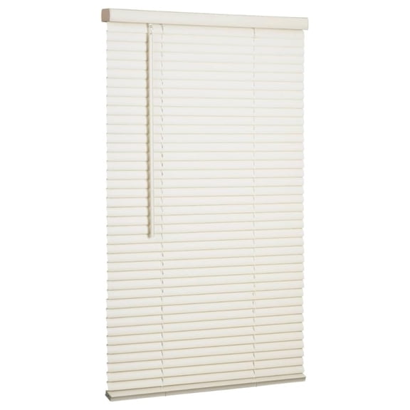 Cordless Mini Blind, 1" Vinyl Slats, 34.5" Wide x 64" Long - Alabaster, Window Blinds for Home and Office, Interior Door Blinds - Light Filtering 34.5"W x 64"H