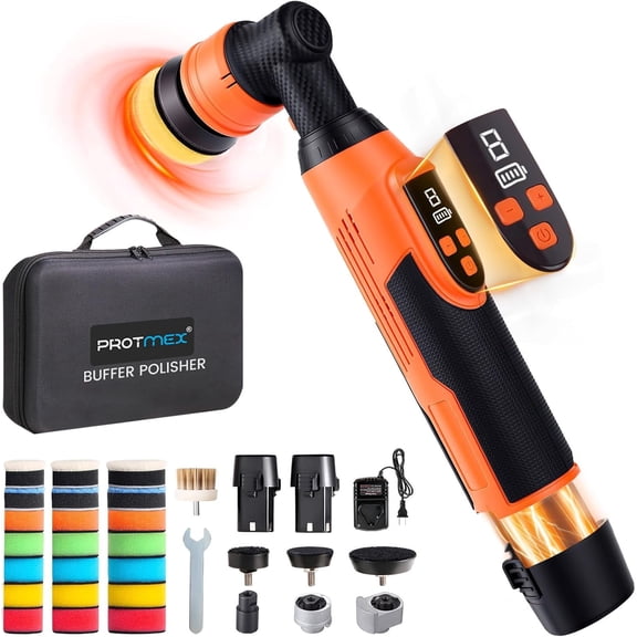 Cordless Mini Car Buffer Polisher 12V RO DA Dual Action Orbital Polisher 8 Variable Speed Short Neck with 21 Buffing Pads Mini Buffing Machine for Car Detailing Waxing Scratch Removal