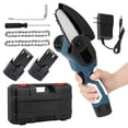 thumbnail image 1 of Cordless Mini Chainsaw, 4-Inch Portable Electric Chain Saw with 2 Batteries, Handheld Pruning Saw for Tree Branches, Wood Cutting, with Tool Case, 1 of 8