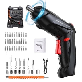 Cordless Mini Electric Screwdriver with Pivoting Small Hand, Wireless Rechargeable Battery LED Light and 47pcs Drills Set