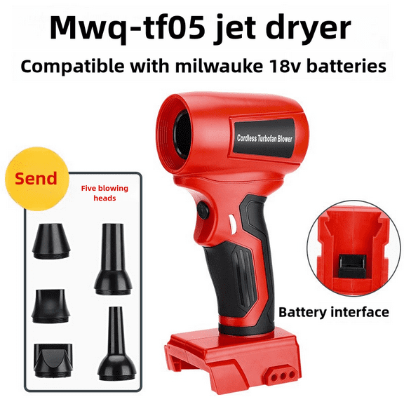 Cordless Mini Jet Blower Compatible with Mil*wau.kee 18V Battery, 130000RPM Brushless Turbo Air Duster w/5 Nozzles, Compressed Air Cleaner for Cleaning PC Keyboard Car