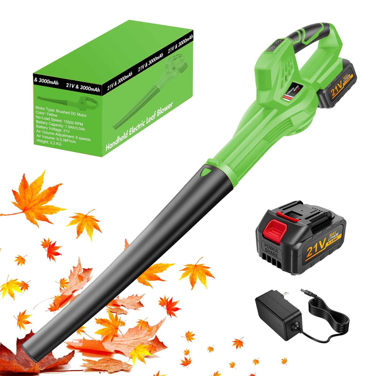Cordless Mini Leaf Blower, 21V Handheld Electric Leaf Blower, Green