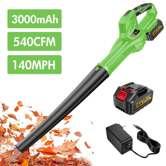Cordless Leaf Blower, 6-Speed 140MPH 140CFM Leaf Blower, 3AH Battery, Green