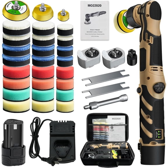 Cordless Mini Polisher,1/1.5/2Inch,DA&RO with 11 Variable Speed 2500-6000 RPM,2.3Ah , Detailing Polisher