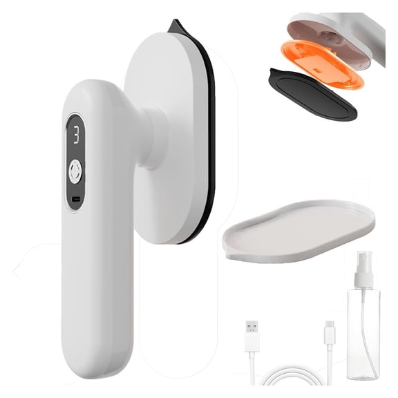 Cordless Mini iron - USB charging, 90 rotatable 30 Second Heat Up Time Suitable for ironing clothes (White)