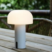Cordless Mushroom Table Lamp, Waterproof Shower Lamp, Battery Operated Table Lamp Rechargeable, Touch Dimmable Night Light for Bedroom/Patio/Camping/Dinning/Outdoor (White)