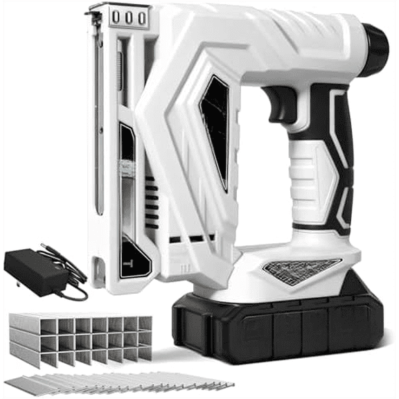 Cordless Nail Gun, 2-in-1 Cordless Brad Nailer Stapler with Battery, Upgraded Electric Nailer Gun Battery Powered with 2,000PCS Staples and Nails for Upholstery & Family DIY$$Tools & Hardware Other