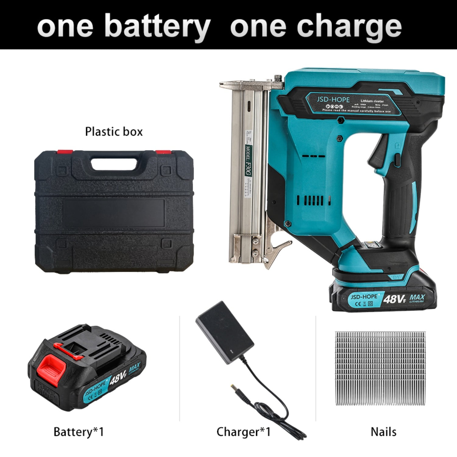 Cordless Nail Gun, Lithium-ion Electric Brad Nailer for Woodworking and DIY Projects
