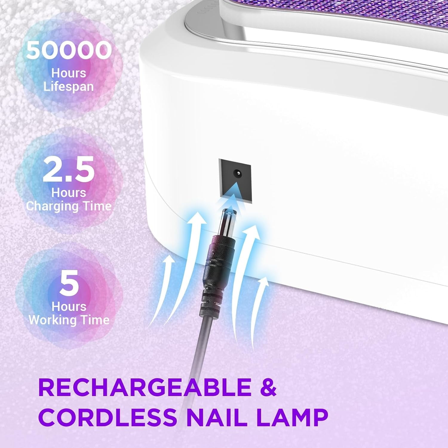 Cordless Nail Lamp, Rechargeable UV Nail Lamp for Gel Nails, LED Nail Lamp with 4 Timer Modes, Gel Nail Light Decorate with Sparkling Nail Rhinestones Diamond