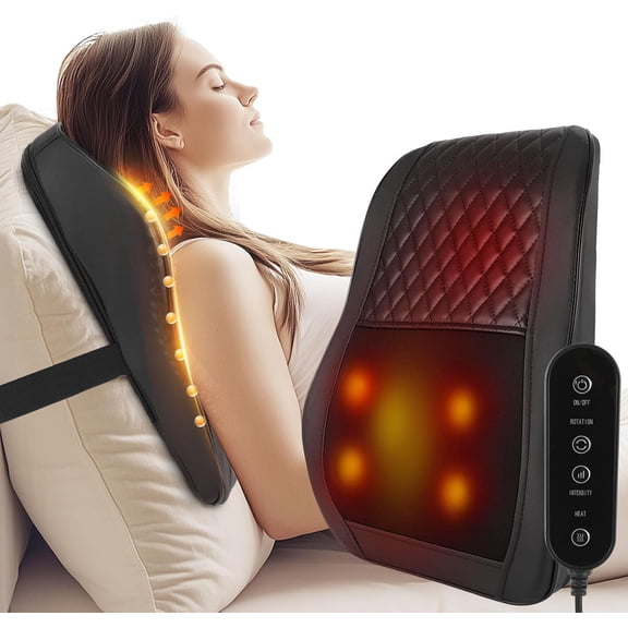 Cordless Neck and Back Massager with Heat, 3D Shiatsu Kneading Pillow, 4 Massage Nodes & Bi-Directional Deep Tissue for Neck/Shoulders/Back, Ideal Gift Women Men
