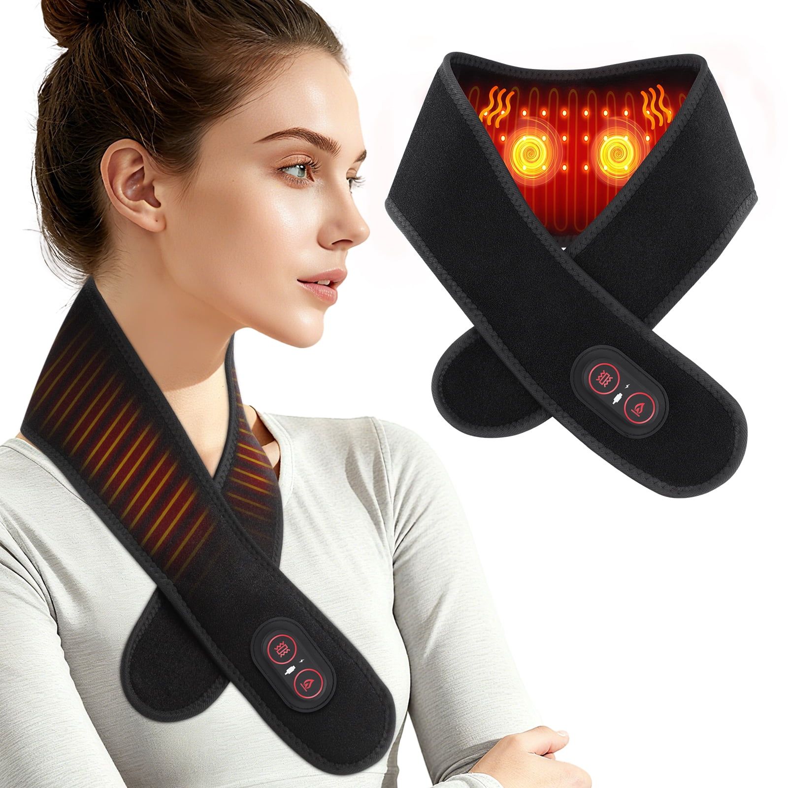 Cordless Neck Heating Pad, Neck Heated Massager with Heat Vibration Massage for Neck Relief, 3000mAh Battery Heating Pad for Neck, Ideal for Shoulders, Lower Back, Legs, and Arms