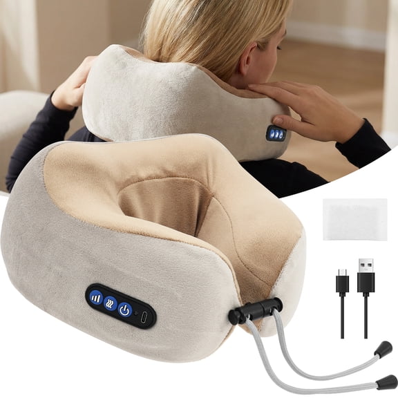 Cordless Neck Massager Pillow with Heat 3D Kneading Shiatsu Neck Massager for Pain Relief Deep Tissue Heated Massage Pillow for Travel 3 Adjustable Intensity